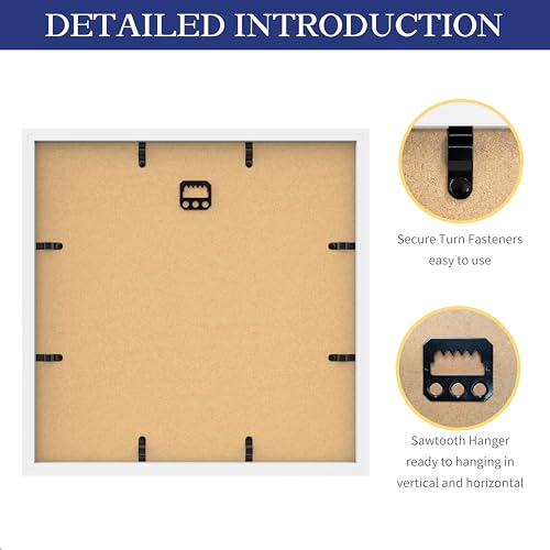 An&He 11x11 Picture Frames Set of 4, Displays 8x8 with Mat or 11x11 Without Mat Photos, Square Collage Wall Decor for Gallery, Wall Decor, White - color: White-4, size: 11x11