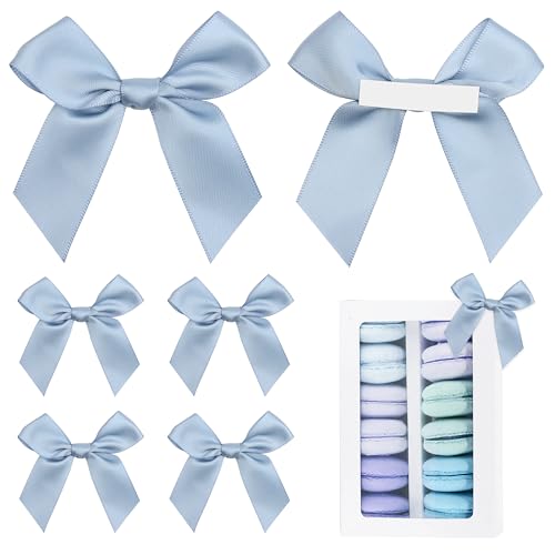 Self Adhesive Dusty Blue Satin Ribbon Bows for Crafts 3", 50 Pack - color: Dusty Blue