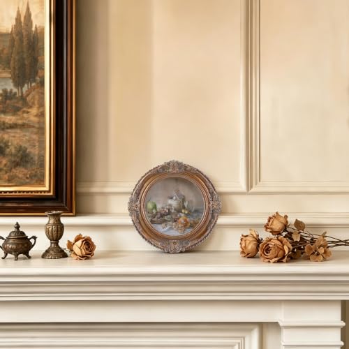 Vintage Picture Frames 3x3 Ornate Bronze Antique Pictue Frames with Real Glass Cover for Wall & Tabletop Display Victorian Home Decor Gallery Wall Decor,Round - color: Bronze, size: 3X3