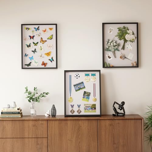 Muzilife 16x20 Large Shadow Box Wood Picture Frame, Tempered Glass, Black - color: Black, size: 16×20