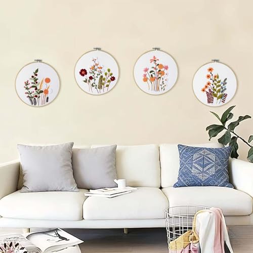DMFXNBLM Embroidery Kit for Beginners, Water‑Soluble Floral Patterns