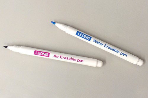 LEONIS 5 Water Erasable Fabric Marking Pen Blue & 5 Disappearing Ink Fabric Marking Pen [ 78008_78009 ] - size: 2 Count (Pack of 5)