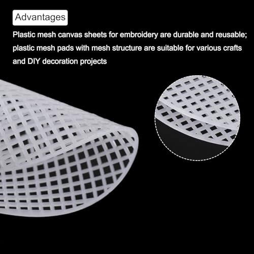 MECCANIXITY 10pcs 7" Plastic Mesh Canvas Sheet 6 Count Round Needlepoint Blank Canvas for Embroidery Knit Crochet Acrylic Yarn Crafting, White - size: 7"