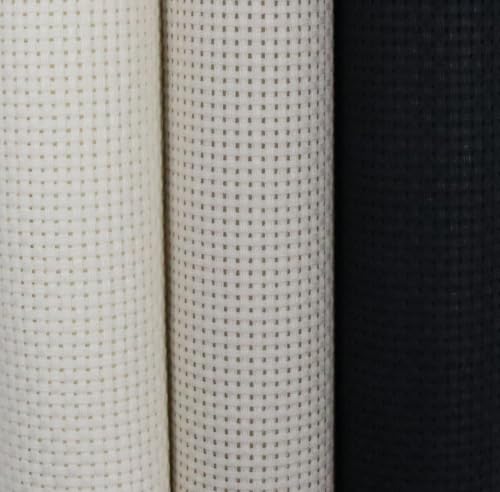 KCS 3 pc of 15" x 18"(38cmx45cm) 11 Count Cross Stitch Cotton Aida Cloth Needlework Rolled Fabric Box,11CT,Antique White+Pearl Grey+Black - color: Antique White+pearl Grey+black, size: 11CT