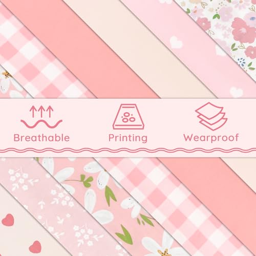 Aubliss 8pcs Fat Quarter Fabric Bundles (100% Cotton - 20'' x 20'') - color: Sweet Pink