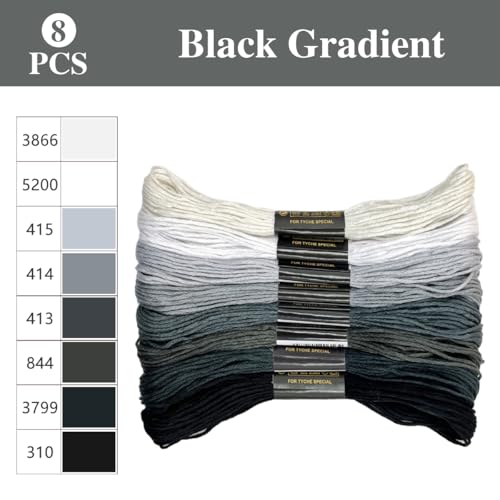 1 Pieces Cross Stitch Embroidery Floss,100% Eco-Cotton Cotton Premium Skeins, Ideal for Arts & Crafts(Grey Series 67975) - color: Grey Series 67975