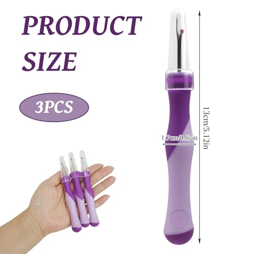 RJLCTH 3 Pcs Seam Rippers for Sewing, Purple Rubber Grip - color: Purple