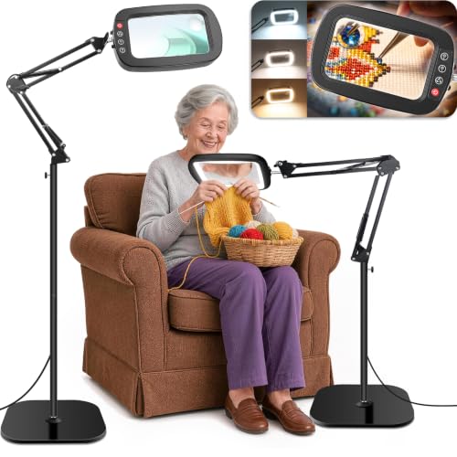 30X 10X Large Floor Magnifying Glass with Light and Adjustable Stand