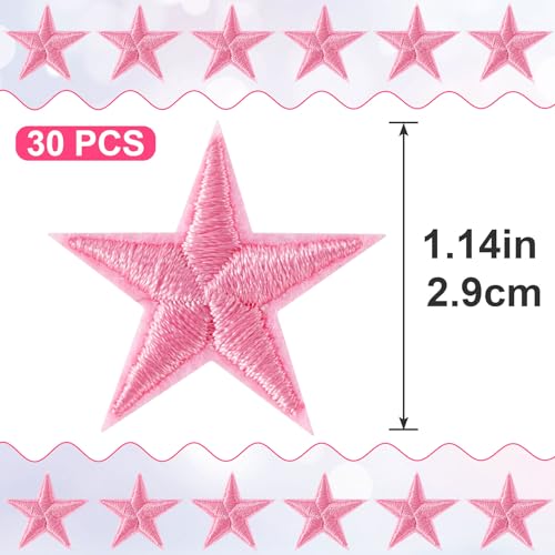 PAGOW 30 Pcs Star Iron on Patch, 1 Inch Sew on Star Embroidered Patches - color: 30 Pink