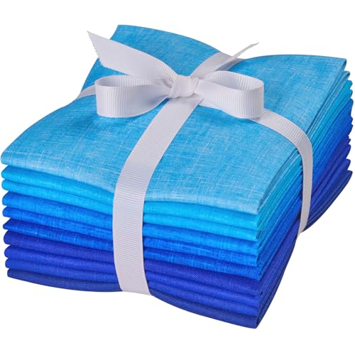 Craftido - 11 Options Solids with Tweed Tonals - Assorted Color Cotton Quilting Fabric Bundles 10pcs Fat Quarters 18"x21" - Medium Weight 5.2oz - for Quilting, Sewing and Crafts – Different Blues - color: Different Blues