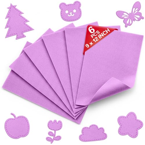 Amethyst Soft Felt Sheets for Crafts, 9" x 12", 1.6mm Thick, 6 Pcs - color: Amethyst