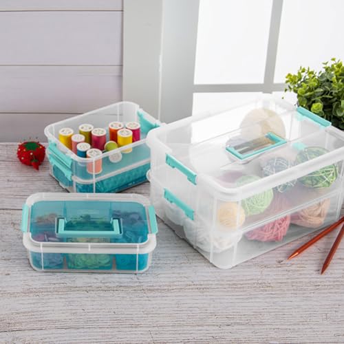 Sterilite Stack & Carry 3 Layer Handle Box, Small Latch Bins, Clear, 6 Pack - size: 6 Pack