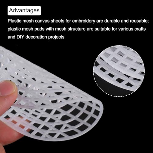 MECCANIXITY 10pcs 4" Plastic Mesh Canvas Sheet 4 Count Round Needlepoint Blank Canvas for Embroidery Knit Crochet Acrylic Yarn Crafting, White - size: 4"