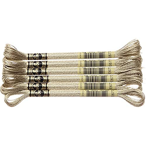 DMC Light Effects Embroidery Floss - 8.7yd - 6/Pkg - Beige (E677) - color: Beige (E677)