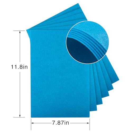 HaoFeiJH Blue Acrylic 100% Polypropylene (PP) Solid Felt Fabric Sheets - 6pcs Precuts, 12x14cm, Stiff, Easy to Sew & Cut & Glue & Staple - color: 2mm Blue