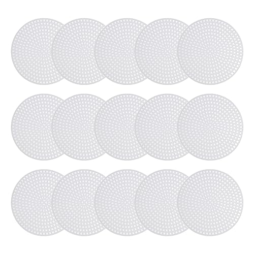 MECCANIXITY Plastic Mesh Canvas Sheet 7.7cm/ 3" White Round Blank Canvas for Embroidery Needlepoint, Knit Crochet Mesh, Pack of 15