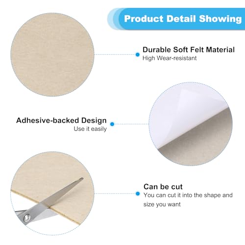 PATIKIL 8x6 Inch Lamp Base Felt, 5Pack 2mm Thickness Rectangle Felt Furniture Pad Soft Adhesive Non-Slip Anti-Scratch Backed Felt for Lamp Furniture DIY Craft, Beige - color: Beige, size: 8x6 Inch