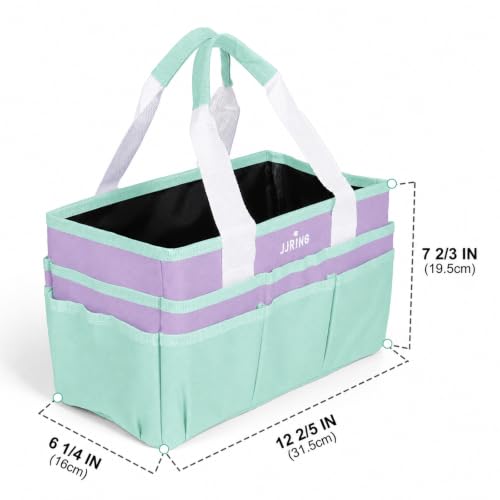 JJRING Craft Organizer Tote Bag Art Storage Caddy Green and Purple - color: Green&Purple, size: Small