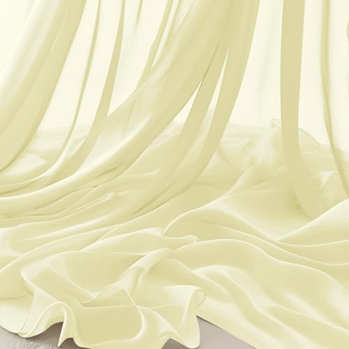 Horbaunal Ivory Chiffon Fabric by The Yard, 5 Yard Precut Sheer Fabric - color: Ivory, size: 5 Yards