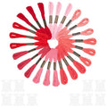 24 Skeins 6 Strandsd Red Embroidery Floss Gradient Friendship Bracelets Yarn String Variegate Cross Stitch Threads Bulk with Floss Bobbins for Hand Sewing Knitting Crafts Crochet Stitching - color: Red