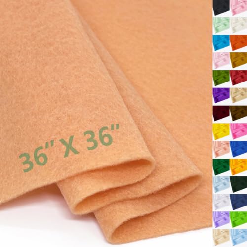 Peach Felt Fabric 36" X 36"(1 Square Yard) 1.6mm Thick Soft Felt Sheet - color: Peach