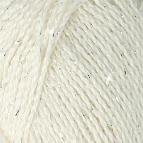 Scheepjes Catona Shine Cotton Blend Yarn, 50g Ball, 105-S Bridal White - color: 105-S Bridal White - Silver