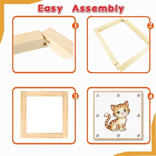 16 Pcs 4 Sets Stretcher Bars for Needlework Canvas Stretcher Bars 10 Different Size Combinations Embroidery Stretcher Bars for Cross Stitch Frame Set with Thumbtack and Remover Tool(Small Size) - size: samll