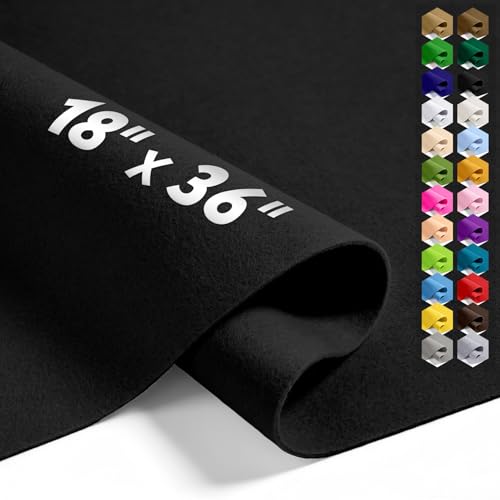 Black 18" X 36" Felt Fabric Sheet - 1.6mm Thickness - color: Black, size: 18" x 36"