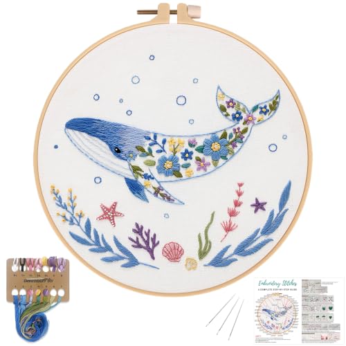 Louise Maelys Embroidery Kit for Beginners, Whale Ocean Needlepoint Kit - color: Whale