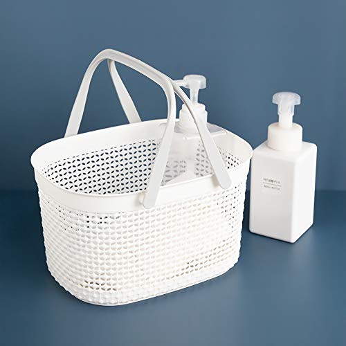 rejomiik Portable Plastic Shower Caddy Basket with Handles, White - color: White, size: 1 pack