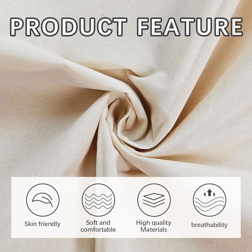 100% Cotton Unbleached Muslin Fabric, 63 Inch X 2.5 Yards by The Yard, Medium & Light Weight Draping Fabrics Suitable for Sewing, Embroidery, Garments, Apparl Cloth and Crafts Material-Natural