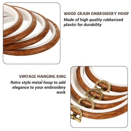 LOYORTY 15PCS Round Embroidery Hoops 6 Inch Imitated Wood Embroidery Frame Plastic Display Frame Ring Cross Stitch Hoops - size: 6 Inch