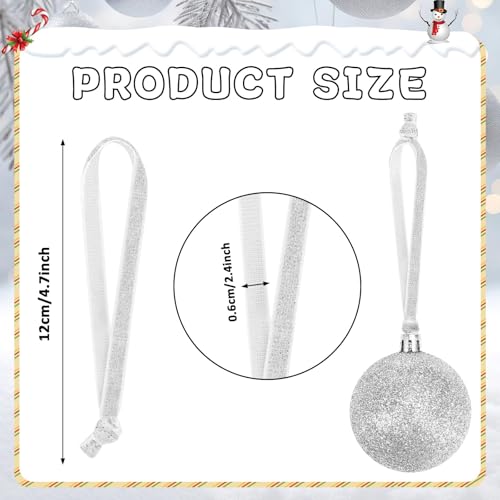 JUNEBRUSHS 120Pcs Silver Velvet Christmas Ornament Ribbon Hangers, Hand Tied Christmas String Ribbon Loops for Ornament Hanging Tree Hanging Decorations - color: Silver