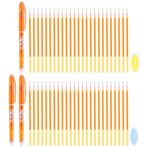 PATIKIL 3Pack Erasable Gel Pens with 50 Refills & 2 Erasers, 0.5mm Heat Erasable Pens for Fabric Orange Ink Fabric Markers for Sewing Quilting Planner Writing - color: Orange