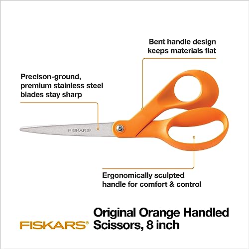 Fiskars 8" Original Orange-Handled Craft & Fabric Scissors, All Purpose - style: Orange-Handled 8"