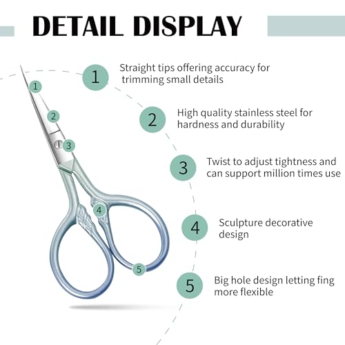 2 Pcs Eyebrow Scissors for Women, 3.5 Inch Stainless Steel - color: Blue