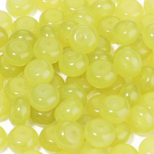 5x8mm 100Pcs Natural Green Lemon Jade Rondelle Beads for Jewelry Making Loose Spacer Abacus Disk Beads Gemstone for Bracelets Necklace DIY Crafts - color: Green Lemon Jade