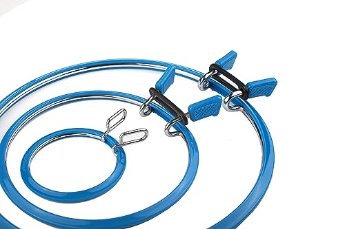Nurge Premium Quality, Metal Spring Tension Embroidery Hoops, Cross Stich Hoop, Darning Hoops, Embroidery Tension Shed (Blue, Siz Mix) - color: Blue, size: Mix Sizes