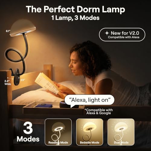 Smallish Shroommate Clip On Light for Dorm Room - 2.0 (Black) - color: Black Black