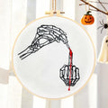 Gothic Embroidery Starter Kits for Adults Beginners, Halloween Embroidery Kits, Hand Bone Cross Stitch Kits Needlepoint Kits for Beginners Adults Woman Halloween Gifts, Embroidery Hoop, Video Tutorial - color: H2095