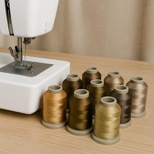 Mixed Color Embroidery Thread 8-Pack | 9256 | 8024 | 9067 | 9858 | 8143 | 111 | 8162 | 9933 | 15 Gr Polyester Embroidery Machine Thread (8, Brown) - color: Brown
