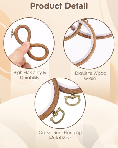 6PC Round Embroidery Hoops, Decorative Cross Stitch Hoops,Imitated Wood Frame for Embroidery Art Craft Sewing and Ornaments,6 Different Size（8/10/13.5/17/21.5/26cm，3.1/4/5.3/6.7/8.5/10.24inch）