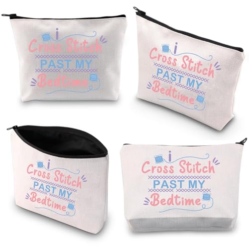 BDPWSS Cross Stitch Lover Gift Bag - Past My Bedtime Makeup & Craft Project Bag with Needleminder