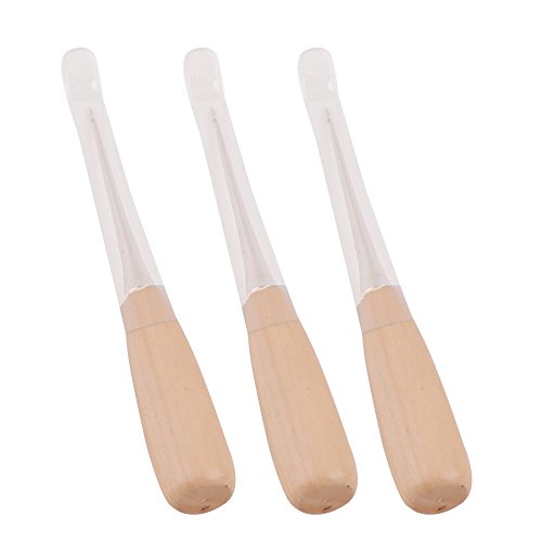 3 Pieces Wooden Handle Leather Sewing Hole Punch Drillable Awl Repair Tool