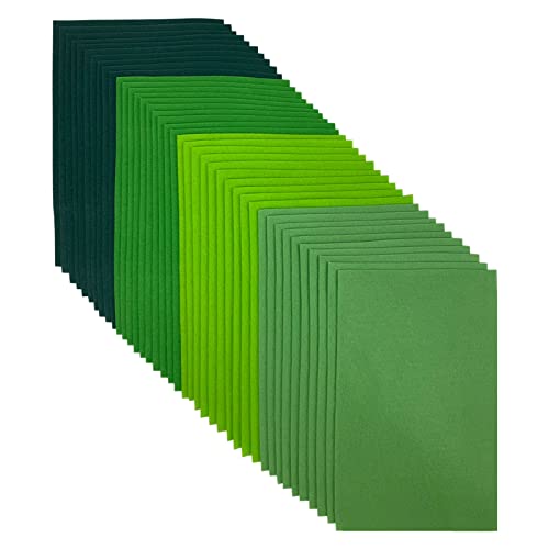 Jtnohx Soft Felt Sheets Felt Fabric for Crafts 4 Colors 40Pcs Green Series - color: Green Series