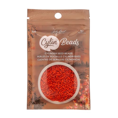 John Bead 25g Cylin Beads Red Vermillion Matte 11/0 Glass Cylindrical Seed Beads for Jewelry Bracelets Necklaces Earrings Making Embroidery - color: Opaque Red Vermillion Matte