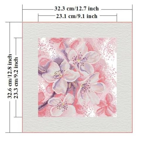 Stamped Cross Stitch Kits for Beginners- Full Set of Pink Peach Blossom Embroidery for Adults,11 CT 3 Strands DIY Patterns Counted Arts Craft 12.6×13 inch - color: Pink peach blossom