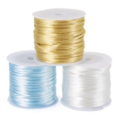 Elecrelive 30 Yards 2mm Rattail Cord Silk Rope Nylon String for Bracelets - color: Blue White