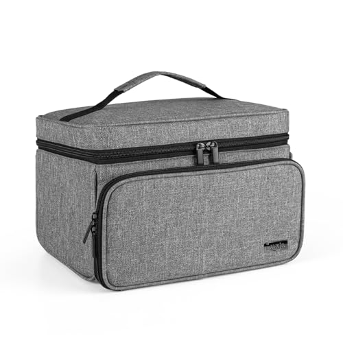 Luxja Sewing Storage Organizer with 2 Detachable Clear Pockets, Gray - color: Gray