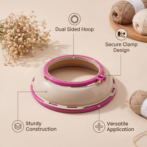 Double Sided Punch Needle Stand Hoop Frame, Embroidery Stand Hoop for Cross Stitch Quilting 16.5cm 25cm (Purple) - style: Purple